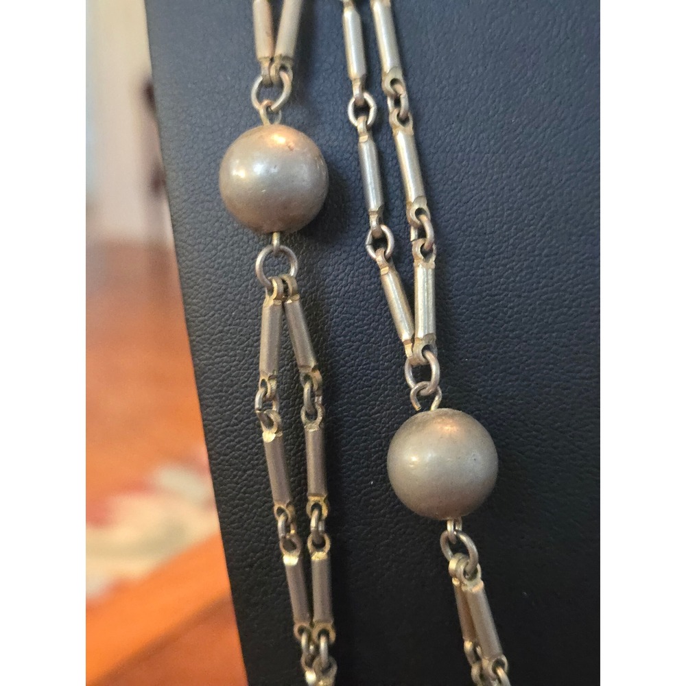 Silvertone Ball Station Necklace Vintage - Picture 5 of 8